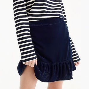 NEW Navy J.Crew Velvet Skirt with Pockets Medium